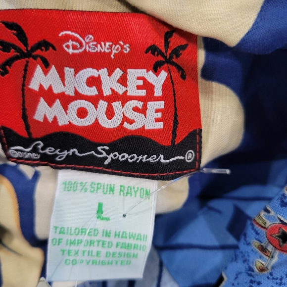New With Tags! Disney Mickey Mouse Reyn Spooner Hawaiian Shirt Size Large - Picture 3 of 4